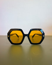 Load image into Gallery viewer, Black and Amber Octagonal Sunnies
