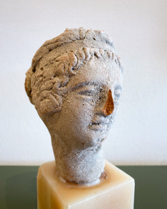 Ancient Greek Terracotta Bust on Onyx Stone Base