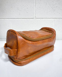 Brown Faux Leather Toiletries Bag