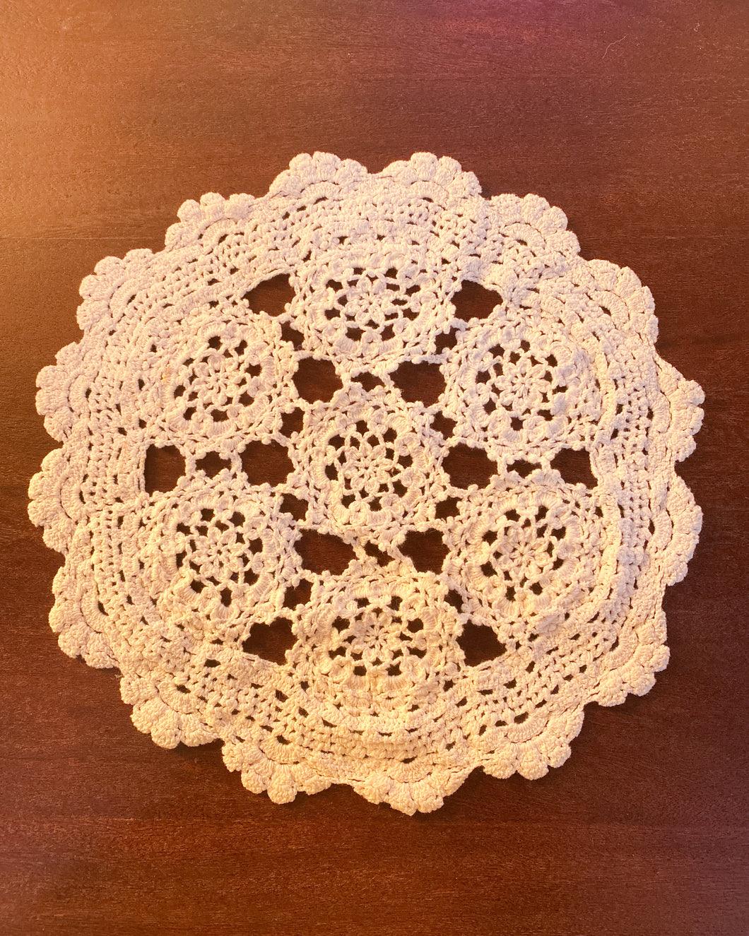 Small White Cotton Crochet Centerpiece