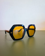 Load image into Gallery viewer, Black and Amber Octagonal Sunnies
