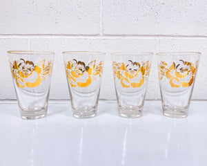 Vintage Set of 4 Rose Glasses