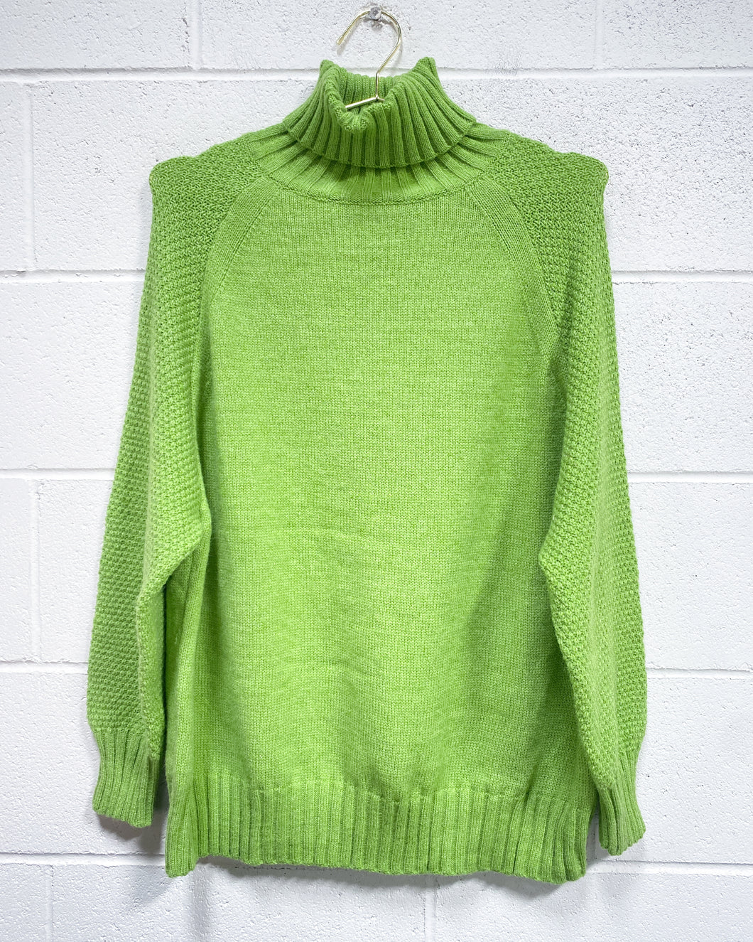 Chartreuse Green Turtleneck Sweater (XL)