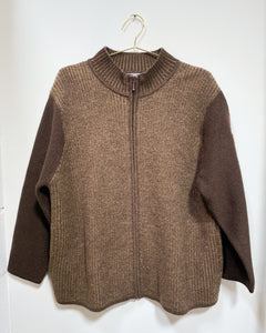 Brown Wool Zip Up Sweater (1x)