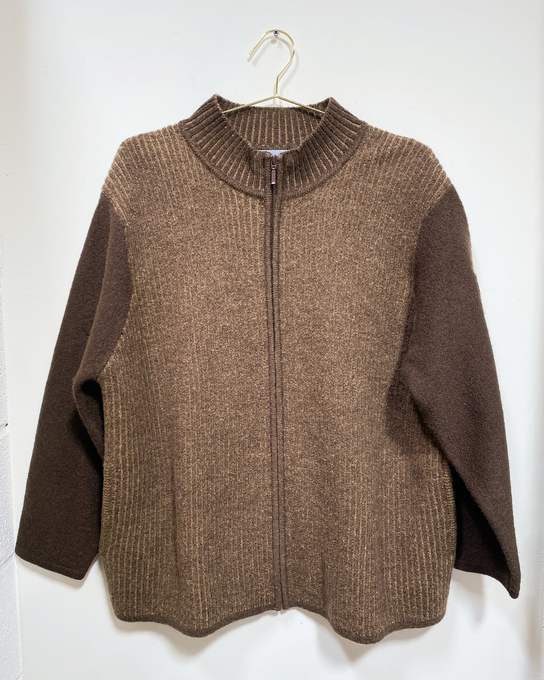 Brown Wool Zip Up Sweater (1x)