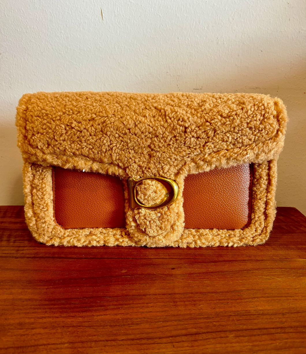 Sherpa Fur Brown Crossbody Purse