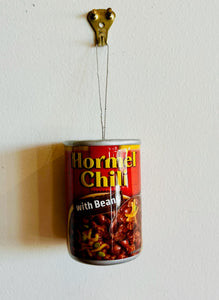 Christmas Tree Hormel Chili Bean Can Glass Ornament