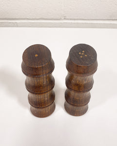 Vintage Sculpted Wood Salt and Pepper Shakers