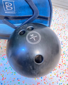 Vintage Blue Brunswick Bowling Bag with Ball