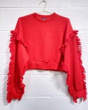 Load image into Gallery viewer, Red Pullover with Fringe Detail
