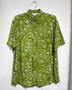 Green Tropical Button Up Shirt (L)