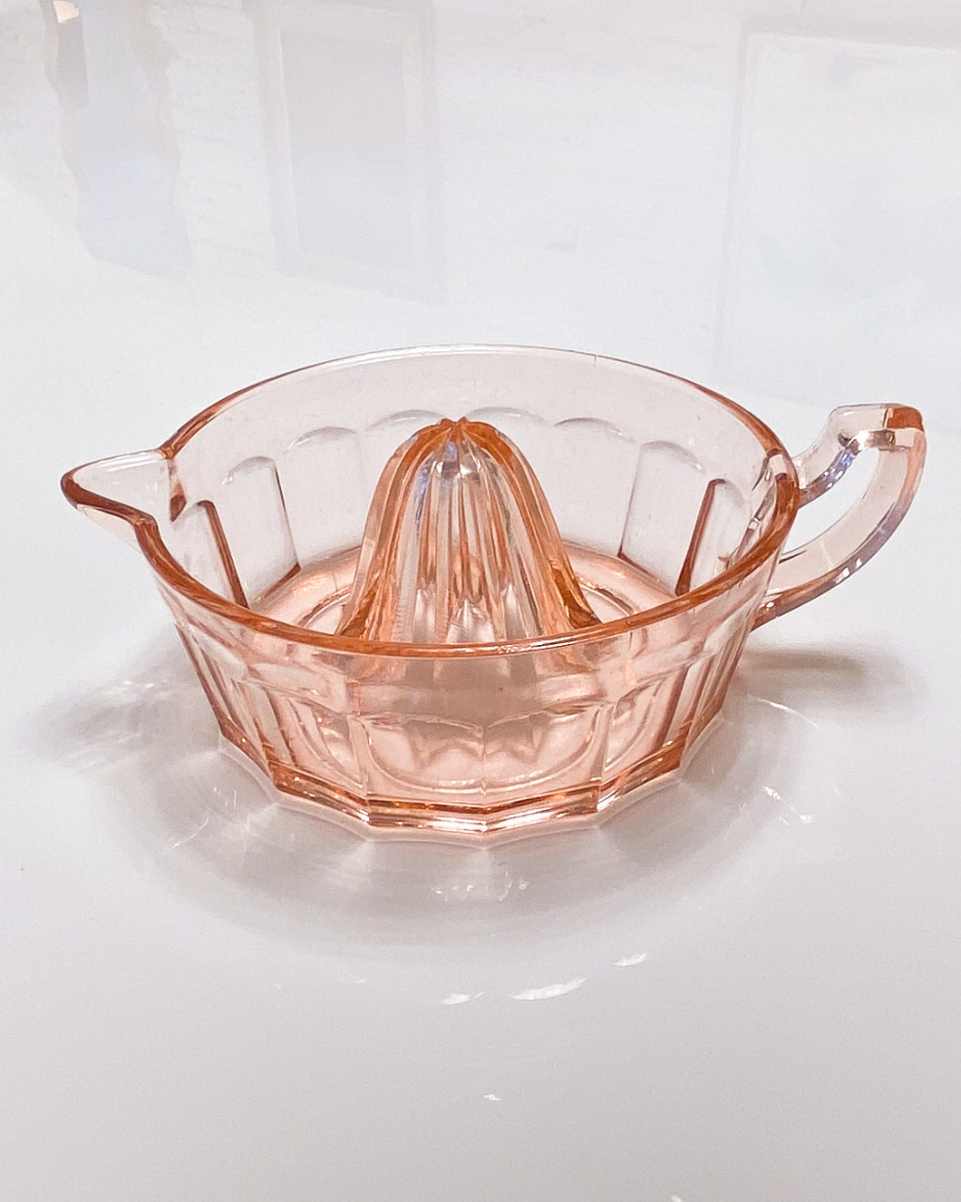 Rare Pink Depression Glass Juicer