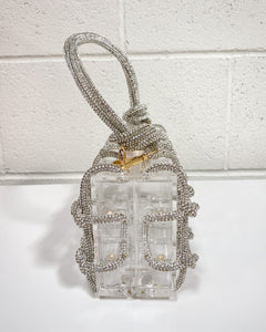 Clear Acrylic and Sparkle Grid Purse