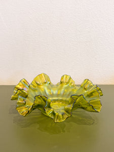 Vintage Green Carnival Glass Catchall