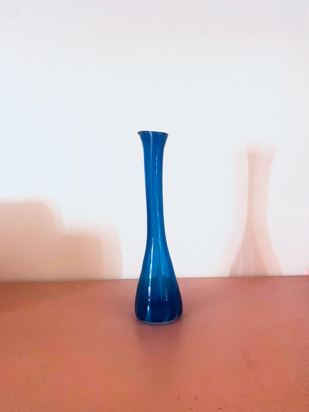 Viking Blue Glass Bud Vase