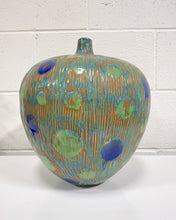 Load image into Gallery viewer, Bulbous Ceramic Peacock Vase
