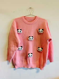 Panda Pattern in Pink Sweater