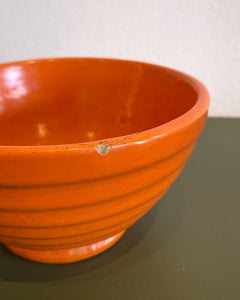 Vintage California Pottery Orange Ribbed Bowl