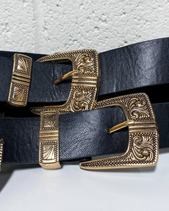 Double Strap Black Elastic Belt