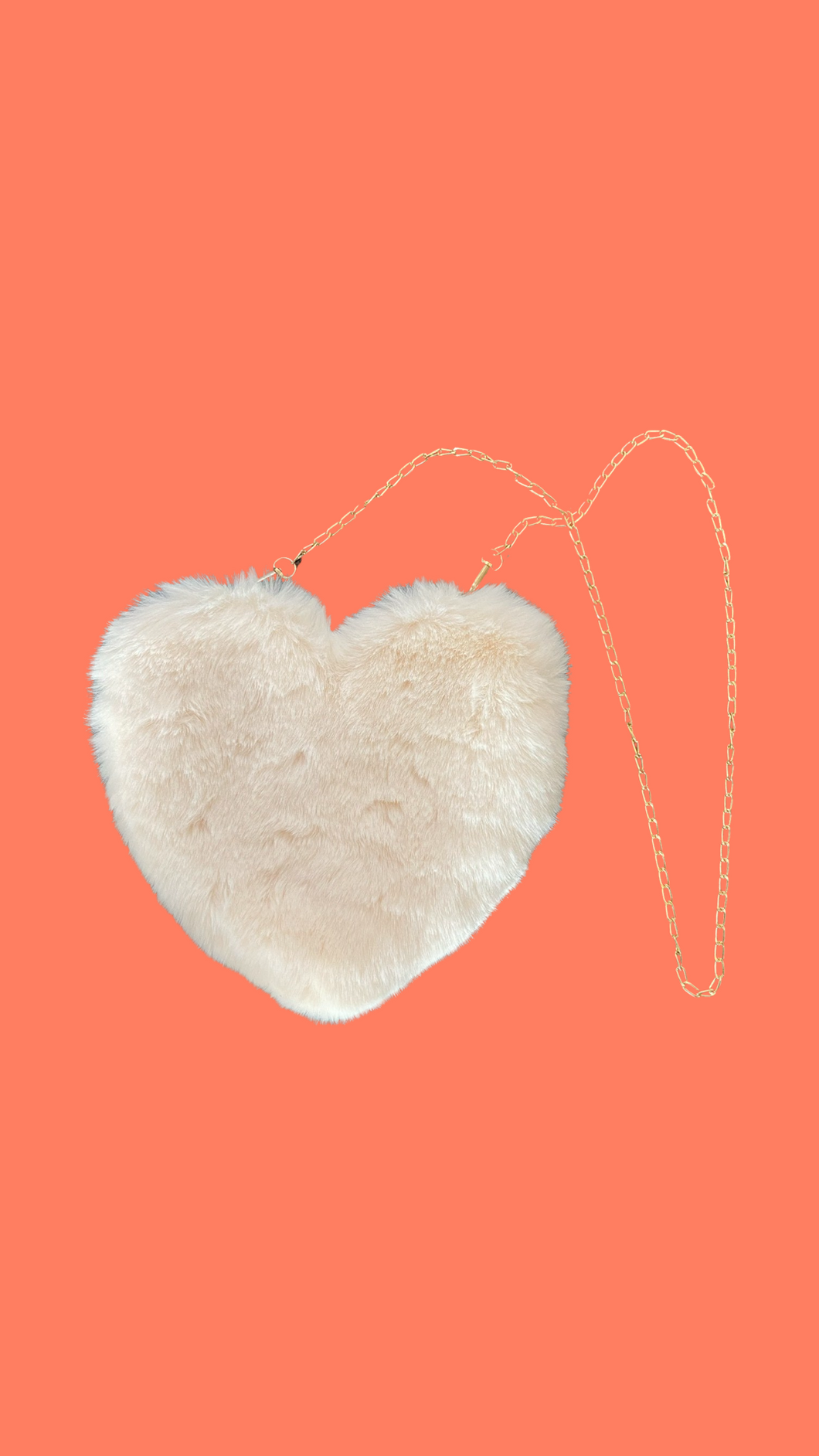 Fuzzy White Heart Purse