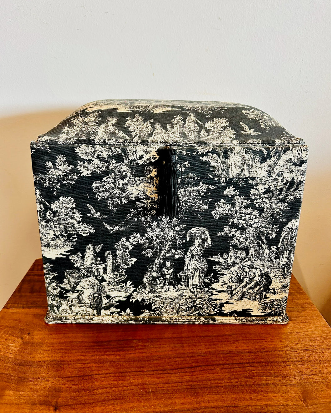 Beige on Black Fabric Keepsake Box