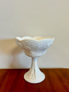 Harvest Colony Grape Pedestal Milk Glass Compote Bowl