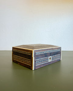 Vintage Mosaic Inlay Box with Key