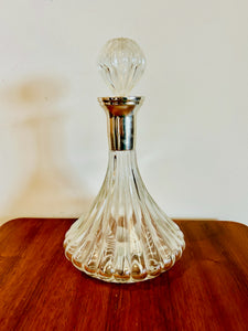 Fine Crystal Decanter with Heavy Silverplate Rim