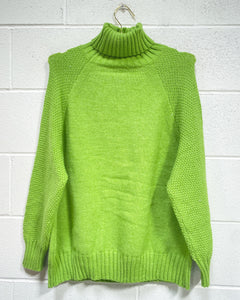 Chartreuse Green Turtleneck Sweater (XL)