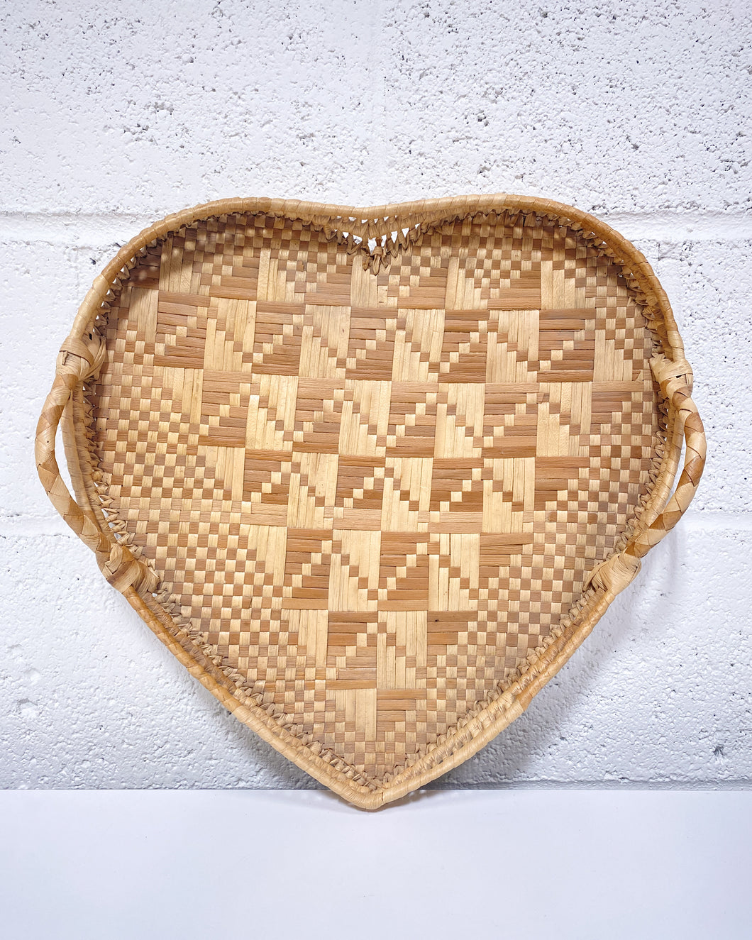 Vintage Heart Shaped Woven Tray