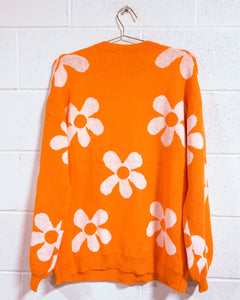 Orange Flower Power Pullover (L)