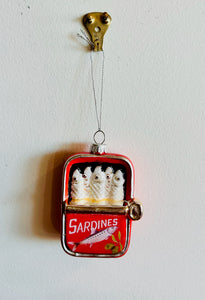 Christmas Tree Canned Sardines  Glass Ornament