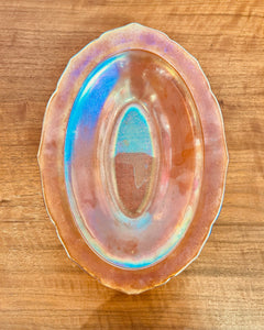 Iridescent Pink Deep Oval Trinket Dish Bowl