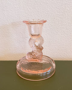 Vintage Pink Depression Glass Candle Holder