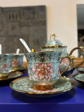 Load image into Gallery viewer, Six piece tea set with spoons and saucers
