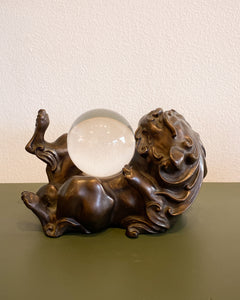 Vintage Foo Dog Sculpture with Lucite Ball