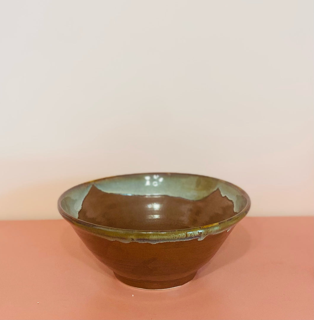 Cream Glazed Brown Ceramic Bowl