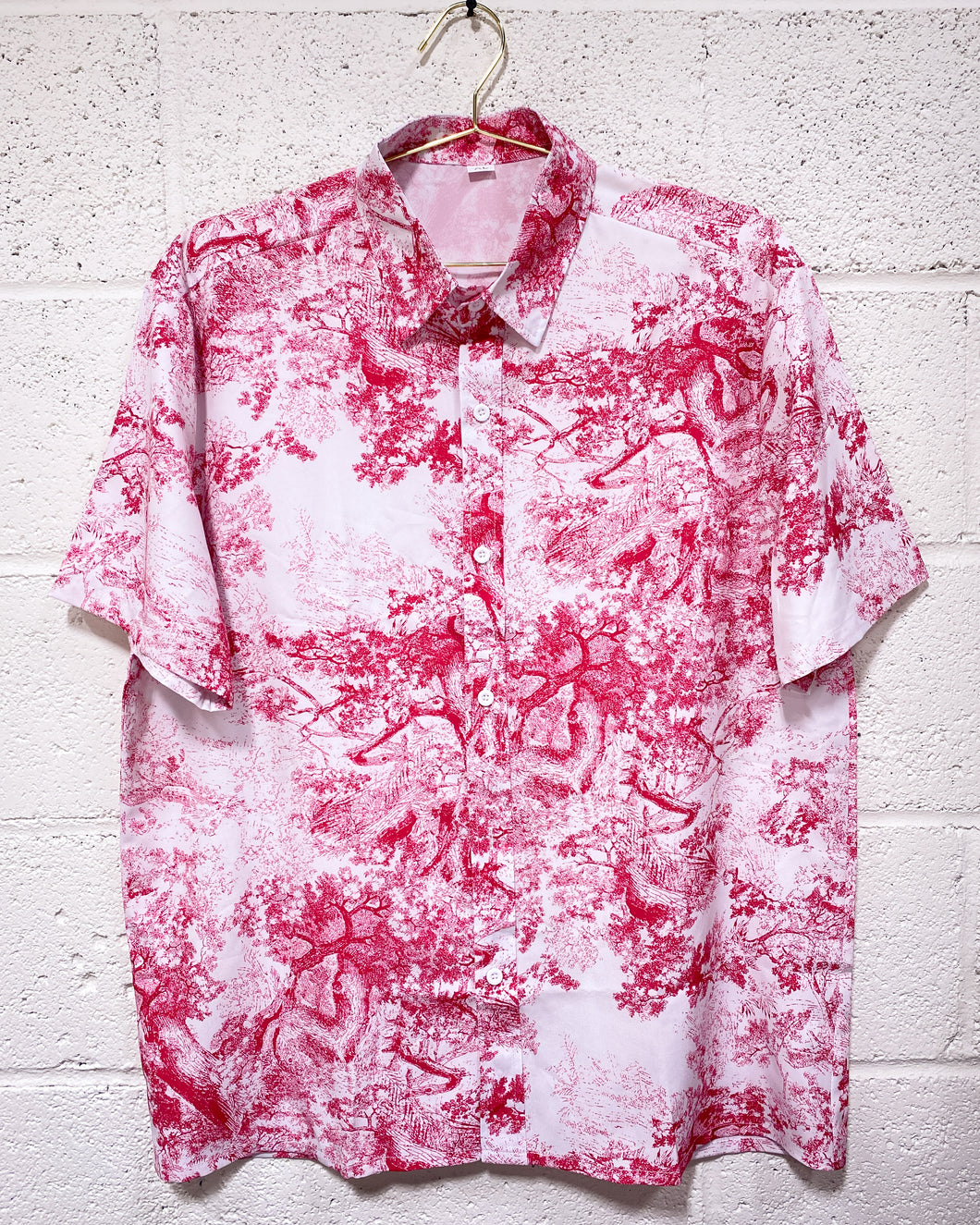 Red and White Toile Button Up (XL)