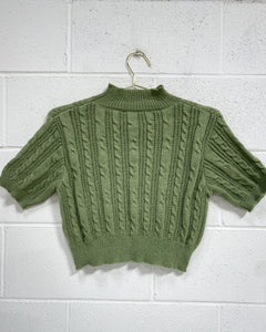 Olive Green Knit Mockneck Blouse (L)