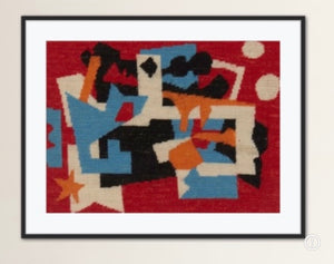 Pair of Fiber Art needlework tapestry in the manner of Stuart Davis