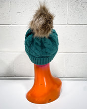 Load image into Gallery viewer, Hunter Green Beanie with Furball
