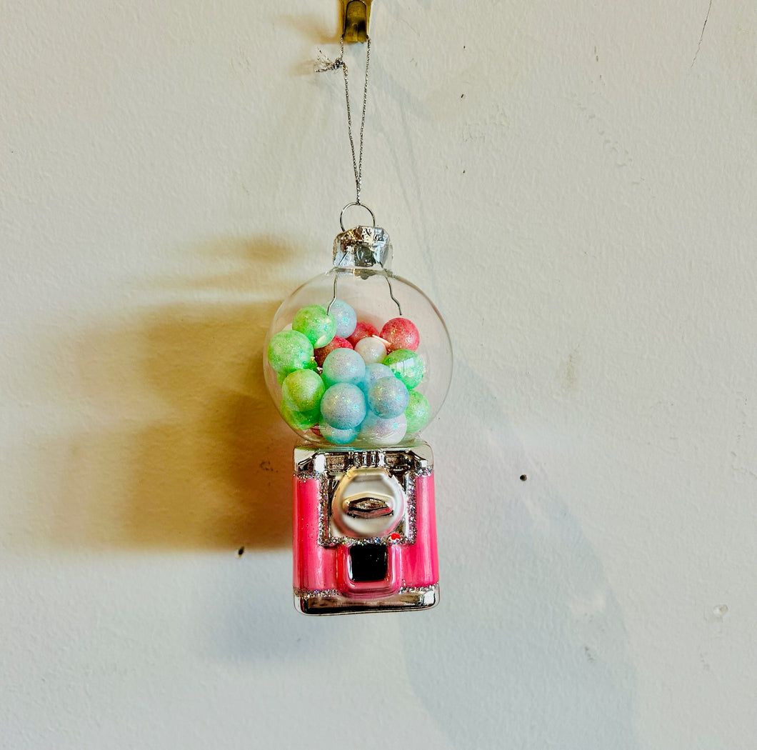 Christmas Tree Bubblegum Machine Glass Ornament