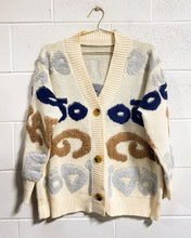 Load image into Gallery viewer, Cream Cardigan with Blue, Beige and Gray Detail
