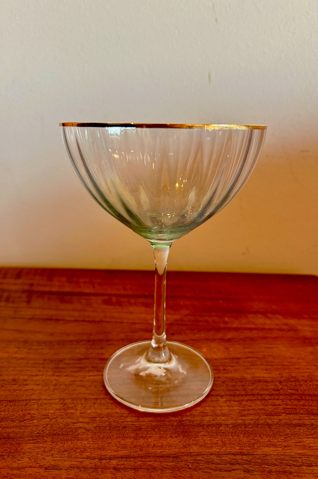 Antropologie Green Iridescent Tall Wine Glass