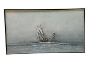 Vintage Moody Nautical Oil Painting