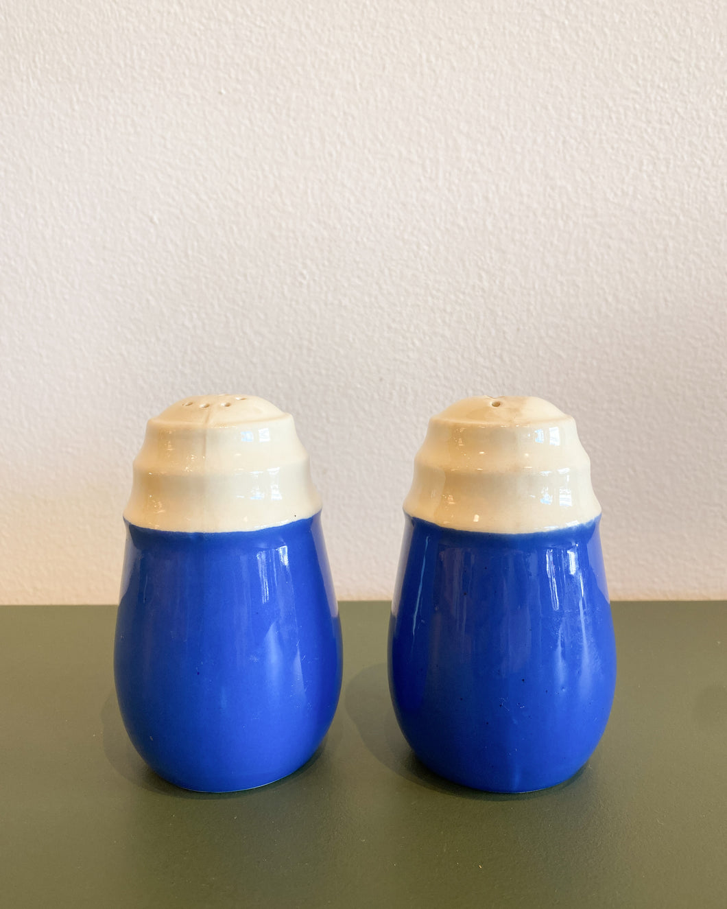 Vintage Blue Salt and Pepper Shakers