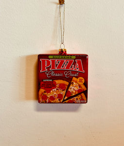 Christmas Tree Cheese Pizza Classic Crust Glass Ornament