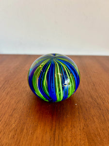 Beautiful Blue and Green Hand Blown Art Glass Paper weight