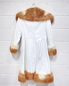 Vintage White Leather and Fur Penny Lane Coat