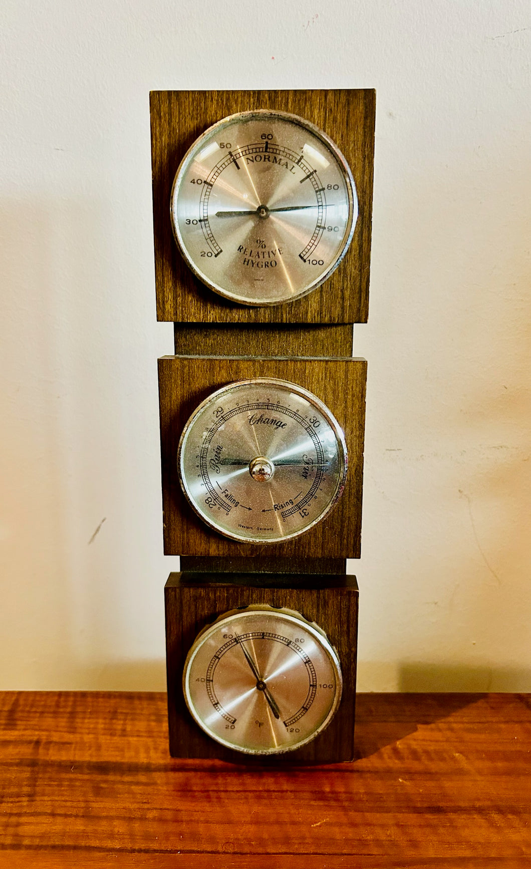 Mid Century Barometer Relative Hydro & Temperature Gage, made in Western Germany